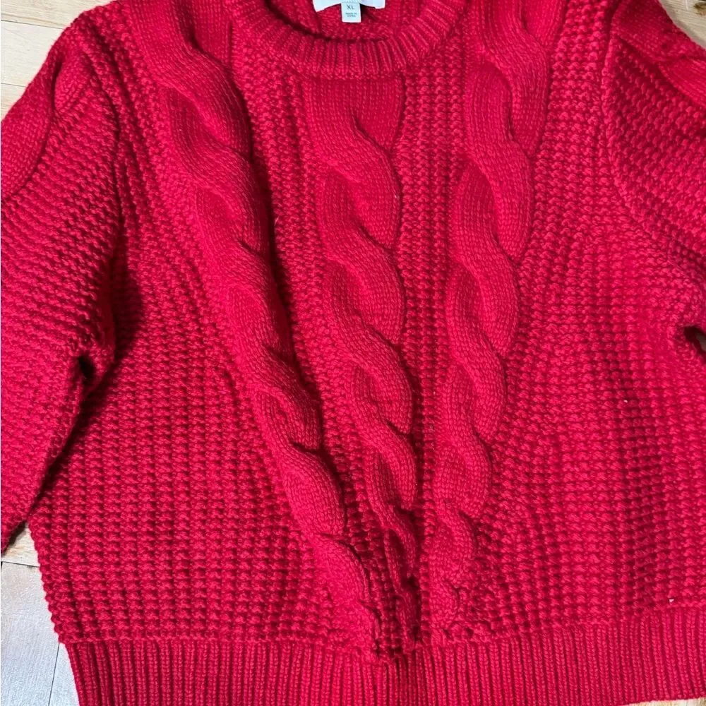 Banana Republic Cherry Red Cable Knit Sweater